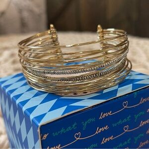 Stella & Dot Gold and Silver Rhett Cuff Bracelet